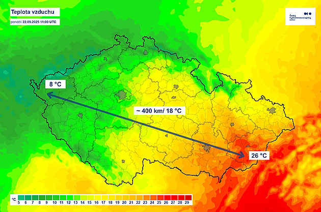 Mimořádné počasí rozdělilo Česko. Ve Zlíně bylo přes 25 °C, ve Varech o 18 méně