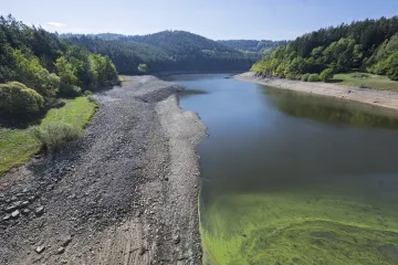Husinecká přehrada je jako první v Česku prázdná, začala vypouštět jen přítok